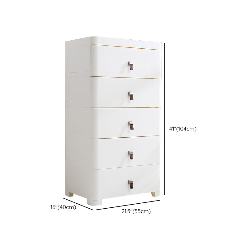White Plastic Storage Cabinet for Bathroom Contemporary Cabinet with Drawers