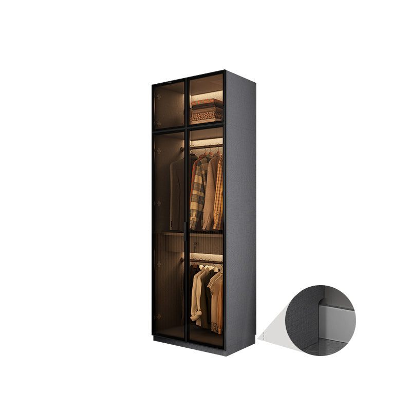 Modern Glass Wardrobe Cloth Rod Included Wardrobe Closet without Light