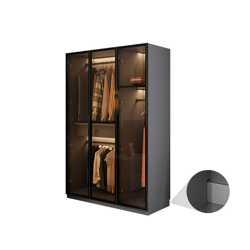 Modern Glass Wardrobe Cloth Rod Included Wardrobe Closet without Light