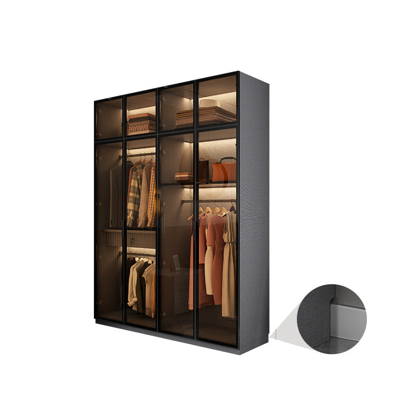 Modern Glass Wardrobe Cloth Rod Included Wardrobe Closet without Light