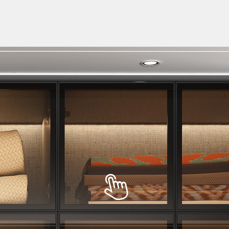 Modern Glass Wardrobe Cloth Rod Included Wardrobe Closet without Light