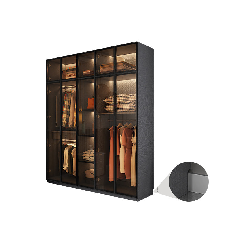 Modern Glass Wardrobe Cloth Rod Included Wardrobe Closet without Light