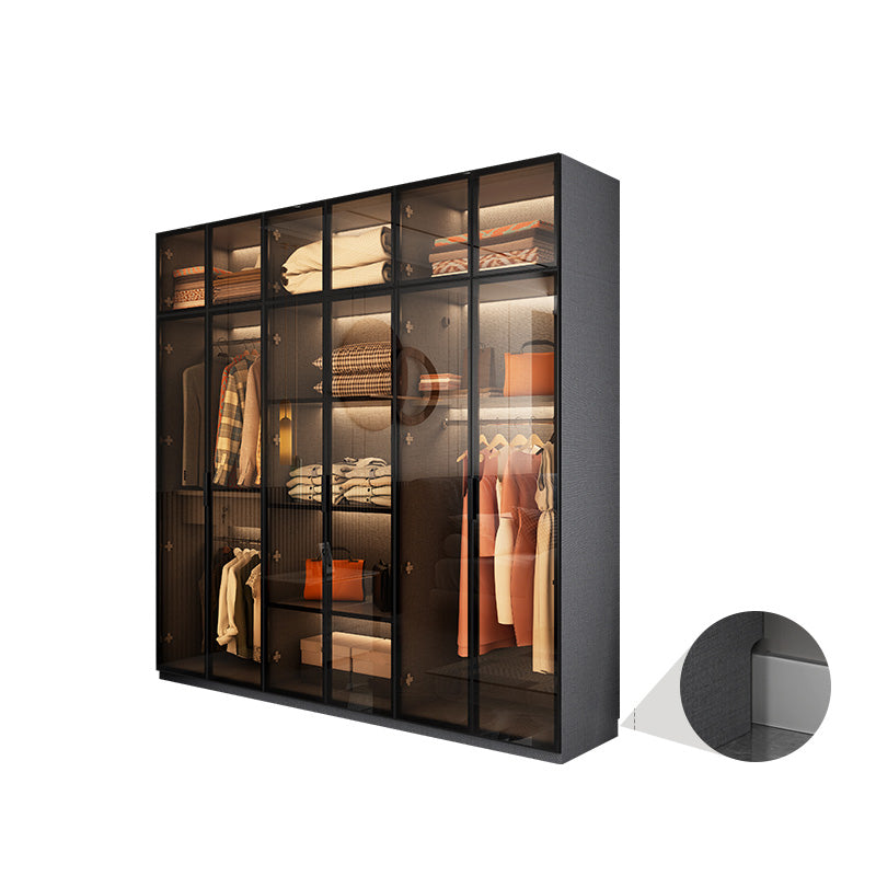 Modern Glass Wardrobe Cloth Rod Included Wardrobe Closet without Light