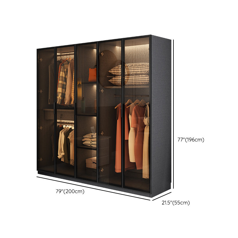 Modern Glass Wardrobe Cloth Rod Included Wardrobe Closet without Light