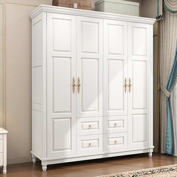 Rubberwood Cabinet with Drawers French Country Wardrobe for Home