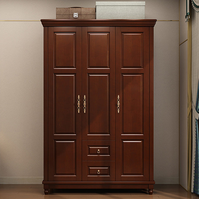 Rubberwood Cabinet with Drawers French Country Wardrobe for Home