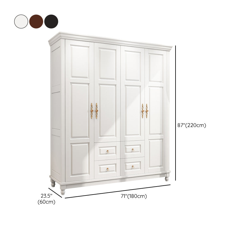 Rubberwood Cabinet with Drawers French Country Wardrobe for Home