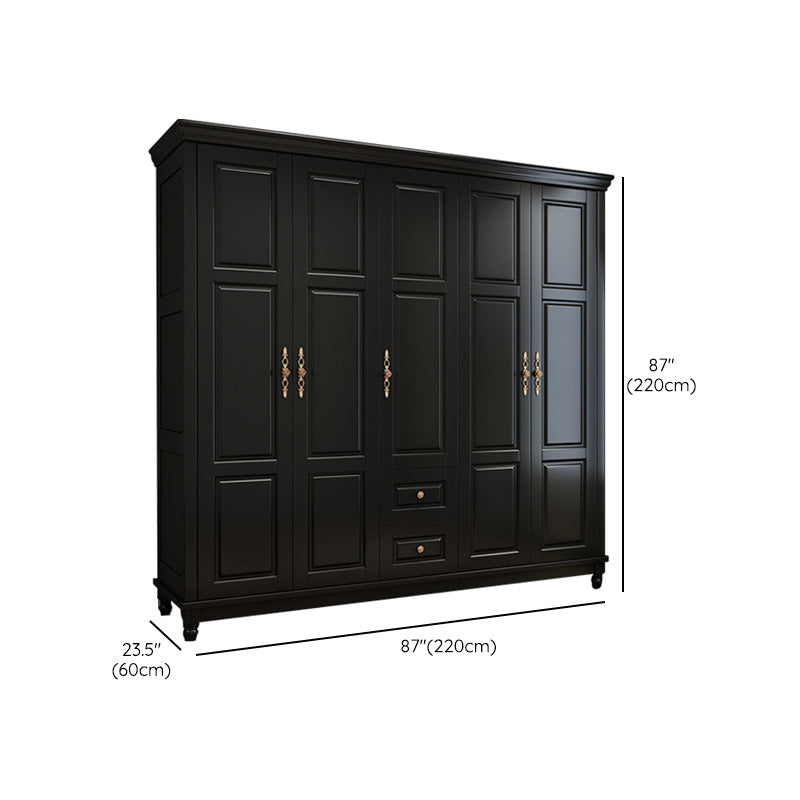 Rubberwood Cabinet with Drawers French Country Wardrobe for Home