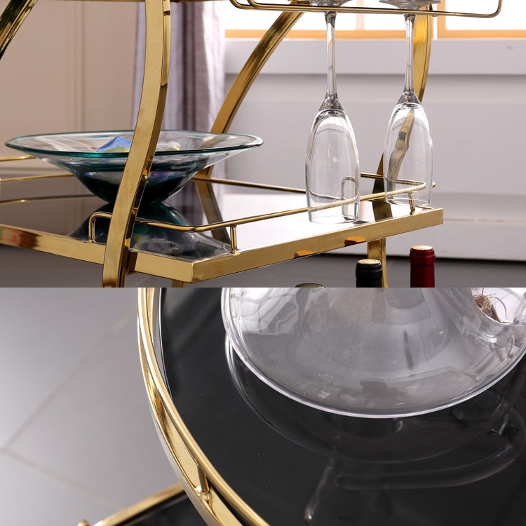 Modern Glass Prep Table Open Storage Rolling Prep Table 3-Tier