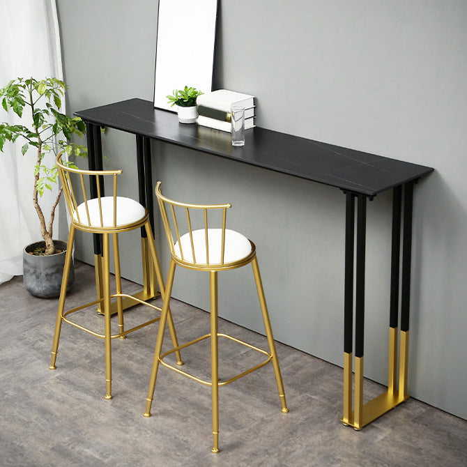 Glam Rectangle Bar Table Set 1/2/3/4 Pieces Faux Marble Pub Set for Dining Room