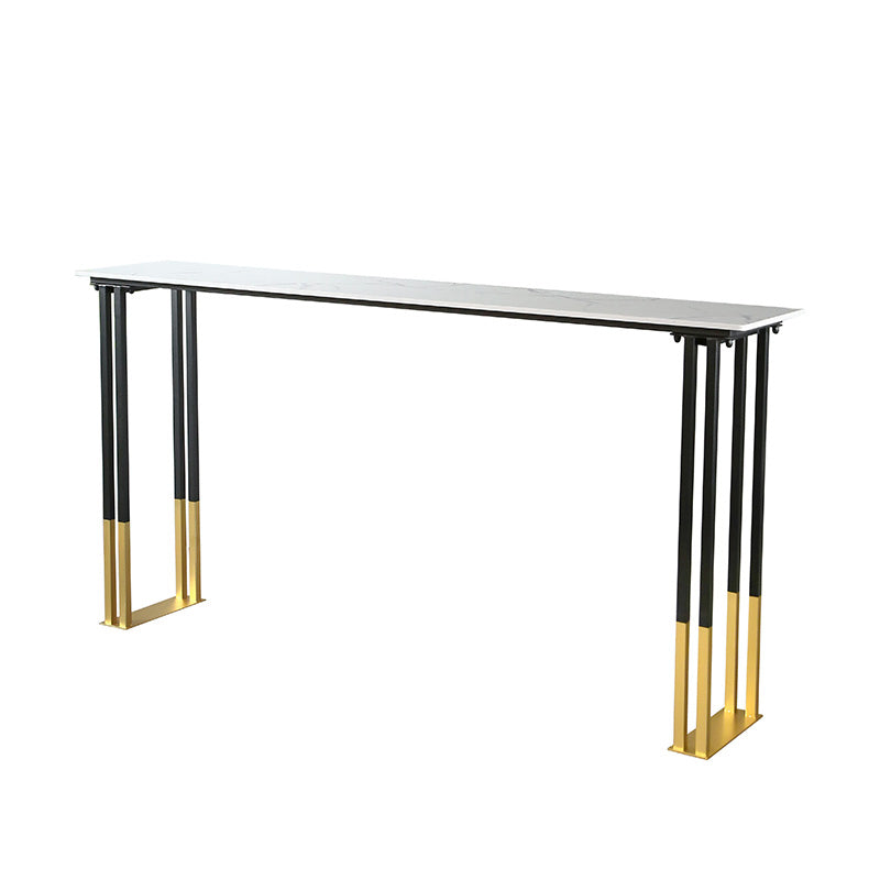 Glam Rectangle Bar Table Set 1/2/3/4 Pieces Faux Marble Pub Set for Dining Room