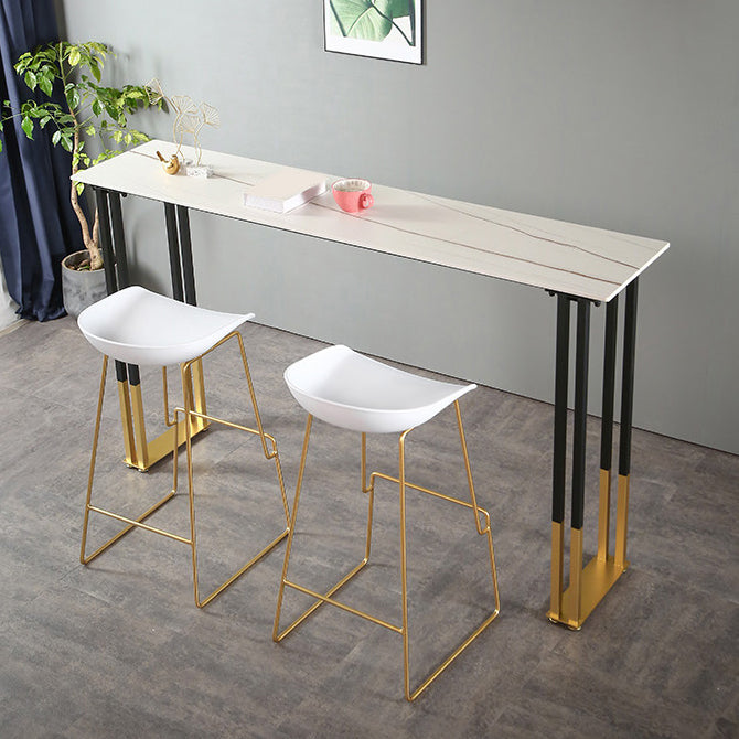 Glam Rectangle Bar Table Set 1/2/3/4 Pieces Faux Marble Pub Set for Dining Room