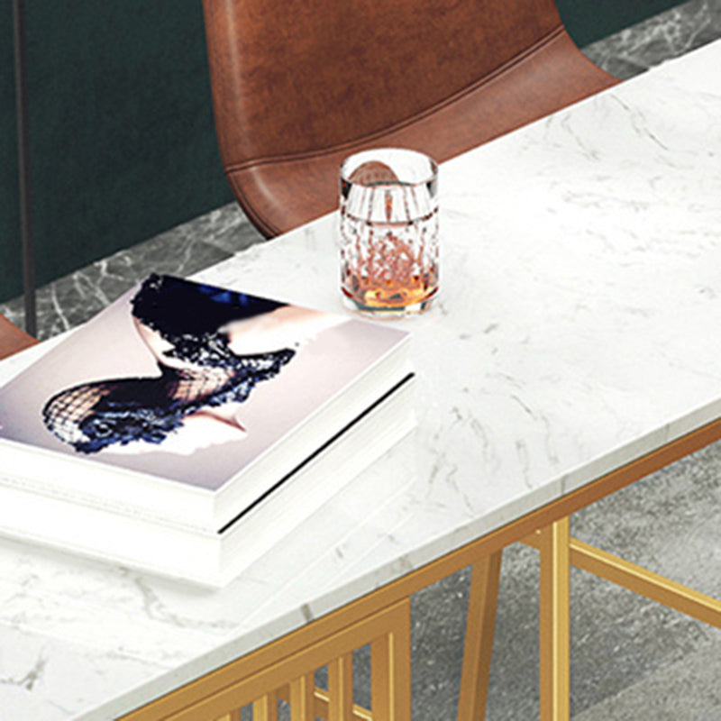 Glam Rectangle Bar Table Set 1/3 Pieces Faux Marble Pub Set for Dining Room