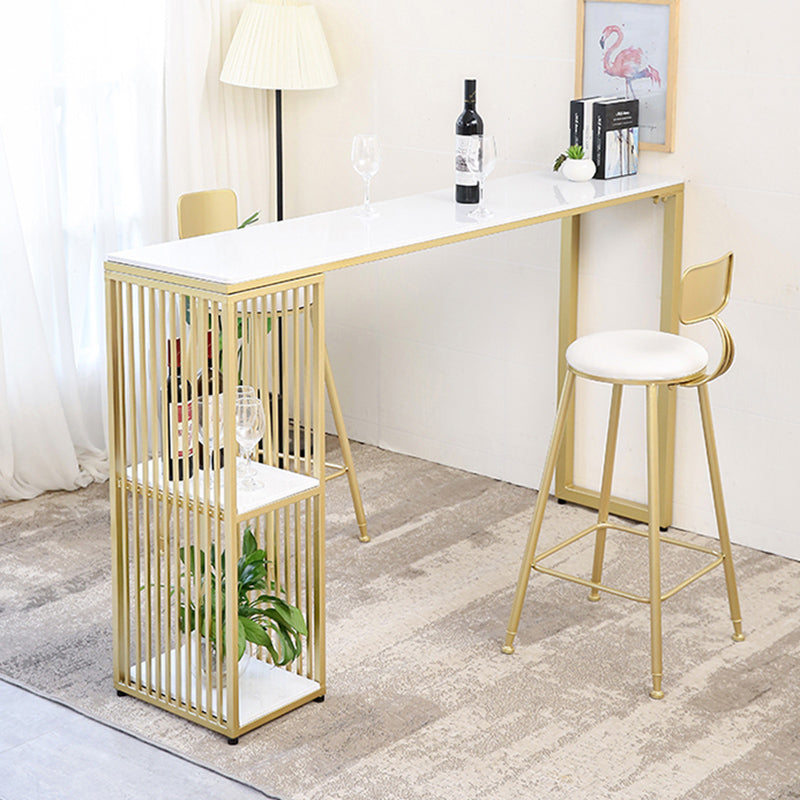 Faux Marble Rectangle Bistro Set Glam Style 1/3 Pieces Bar Height Bar Set