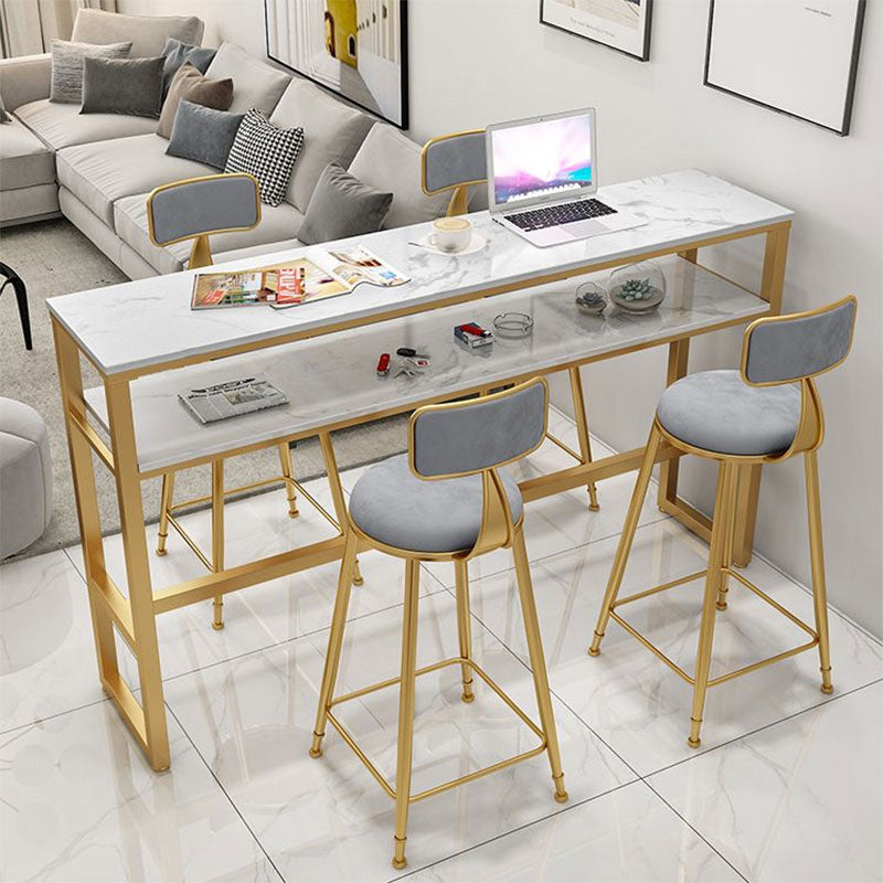 Glam Style Bar Set 1/2/3/5 Pieces Faux Marble Rectangle Counter Set