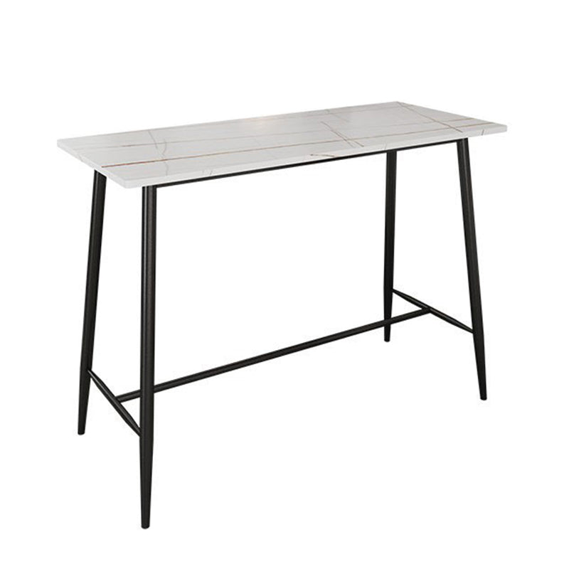 Modern Bar Table Set 1/2/3 Pieces Stone Rectangle Bar Set with Upholstered Stools