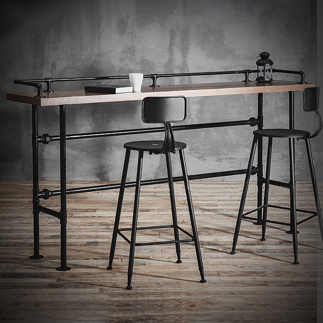 Industrial Style Bar Set 1/3 Pieces Solid Wood Rectangle Pub Dining Set for Indoor