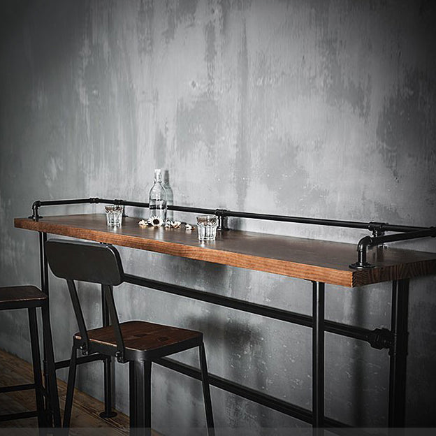 Industrial Style Bar Set 1/3 Pieces Solid Wood Rectangle Pub Dining Set for Indoor