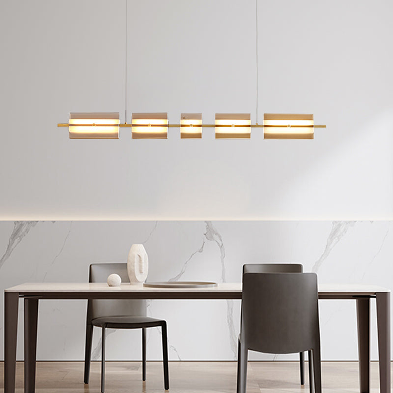 LED Island Light Multi Lights Island Hanging Light with Glass Shade for Dining Room