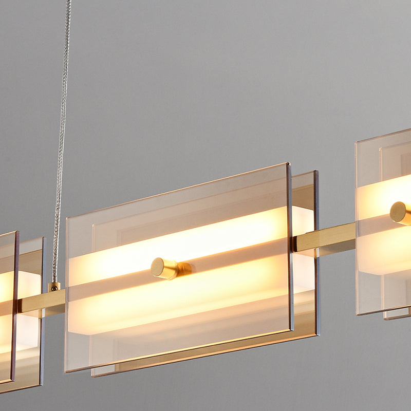 LED Island Light Multi Lights Island Hanging Light with Glass Shade for Dining Room