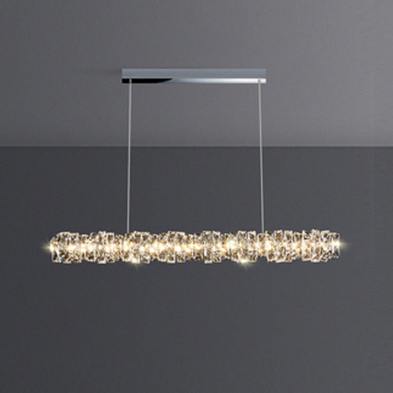 Modern Style Island Light 1-Light Island Hanging Light with Crystal Shade for Dining Room