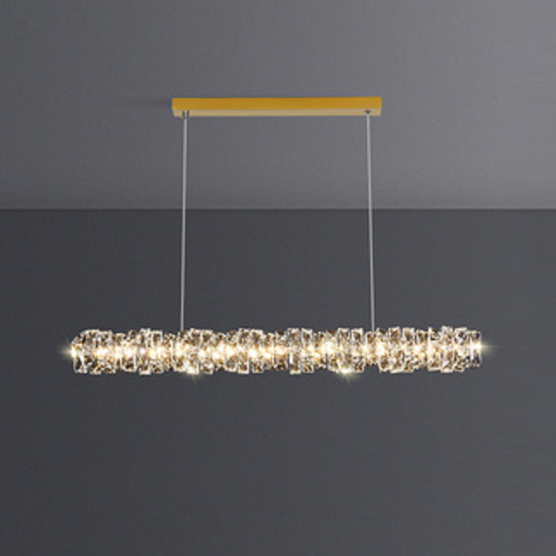 Modern Style Island Light 1-Light Island Hanging Light with Crystal Shade for Dining Room
