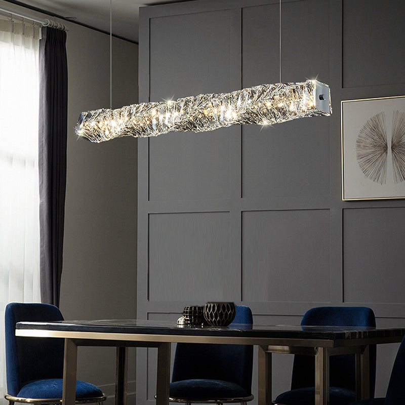 Modern Style Island Light 1-Light Island Hanging Light with Crystal Shade for Dining Room
