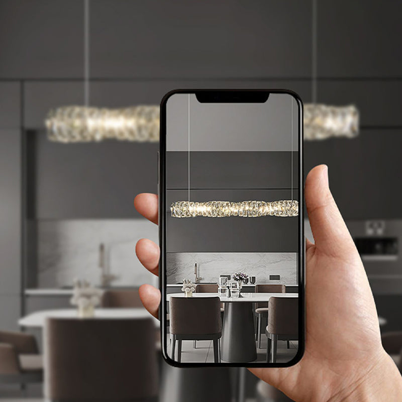 Modern Style Island Light 1-Light Island Hanging Light with Crystal Shade for Dining Room