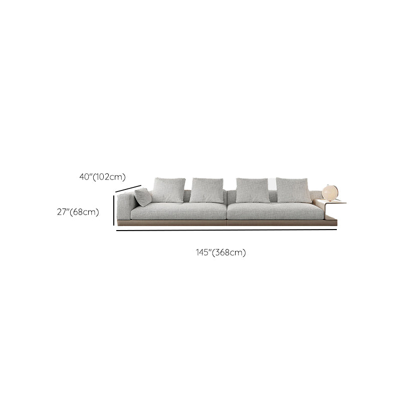 Farmhouse Sectional Sofa with Square Arms in Beige Linen Blend