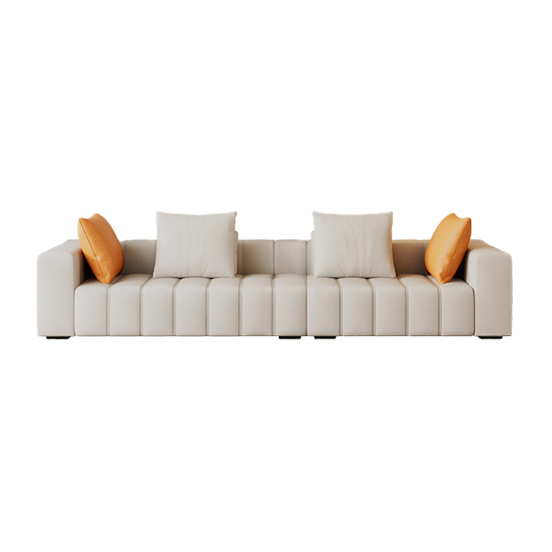 Contemporary White Sectional Sofa with Square Arms and Channel Back