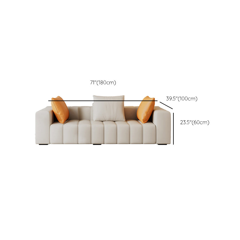 Contemporary White Sectional Sofa with Square Arms and Channel Back