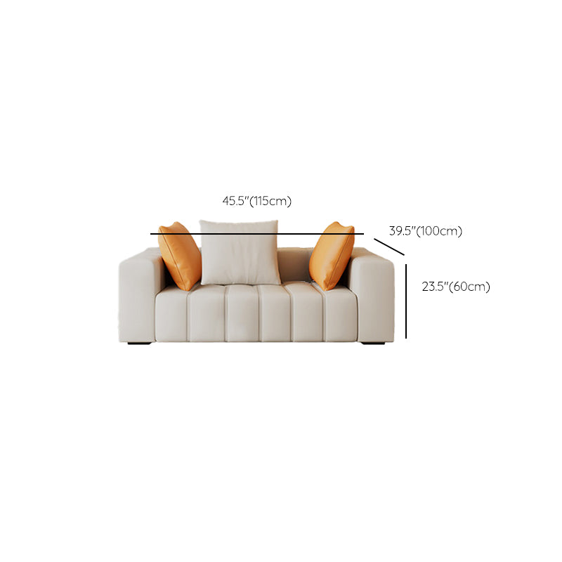 Contemporary White Sectional Sofa with Square Arms and Channel Back