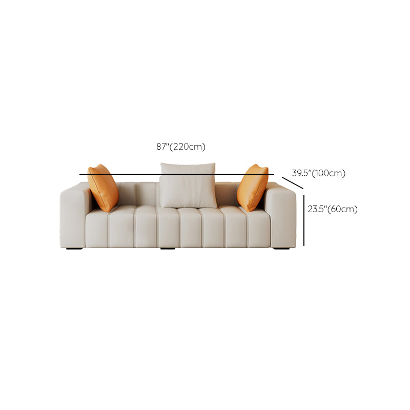 Contemporary White Sectional Sofa with Square Arms and Channel Back