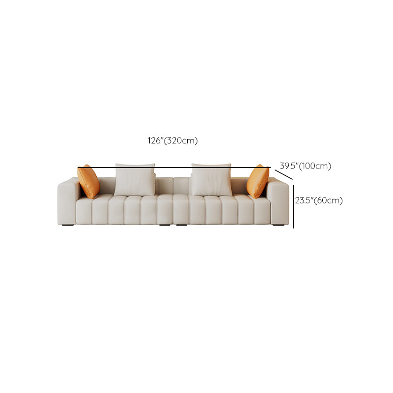Contemporary White Sectional Sofa with Square Arms and Channel Back