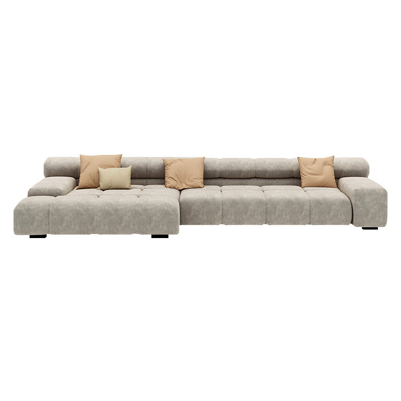 Scandinavian Sectional Sofa with Tigh Back and Square Arm for Living Room
