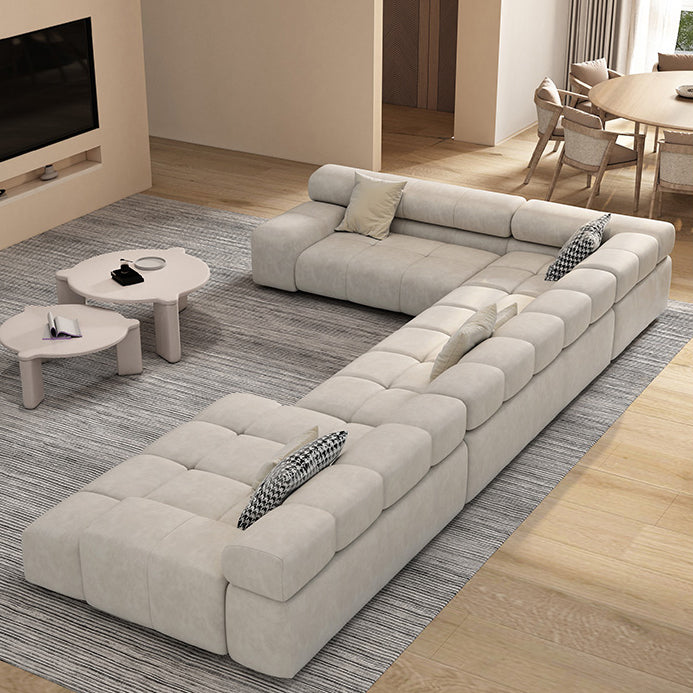 Scandinavian Sectional Sofa with Tigh Back and Square Arm for Living Room