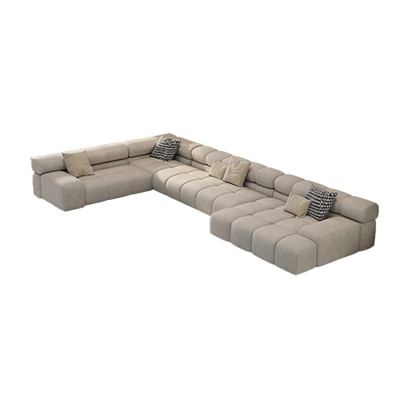 Scandinavian Sectional Sofa with Tigh Back and Square Arm for Living Room