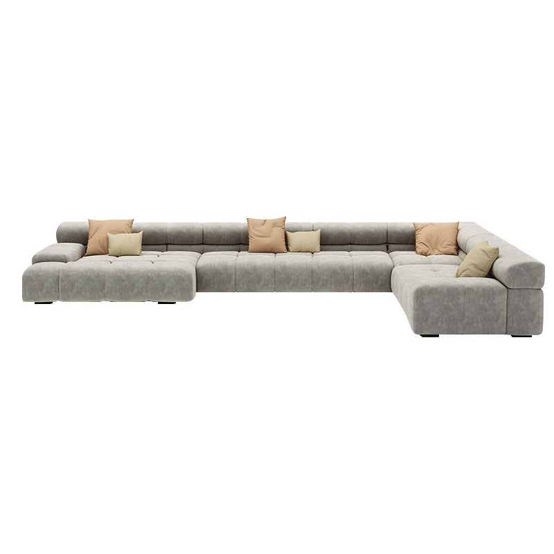 Scandinavian Sectional Sofa with Tigh Back and Square Arm for Living Room