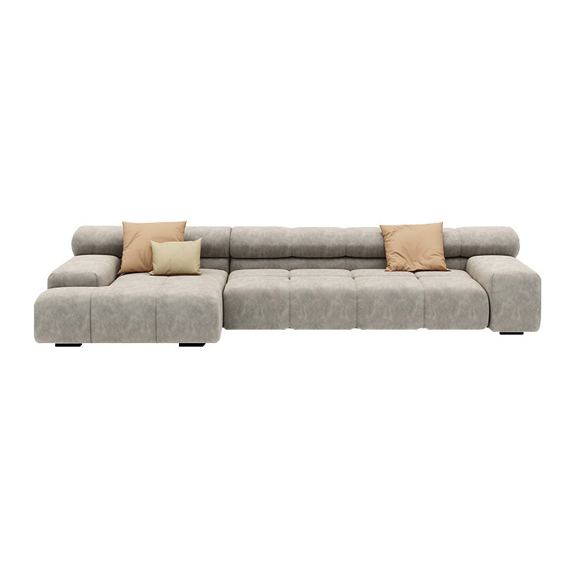 Scandinavian Sectional Sofa with Tigh Back and Square Arm for Living Room