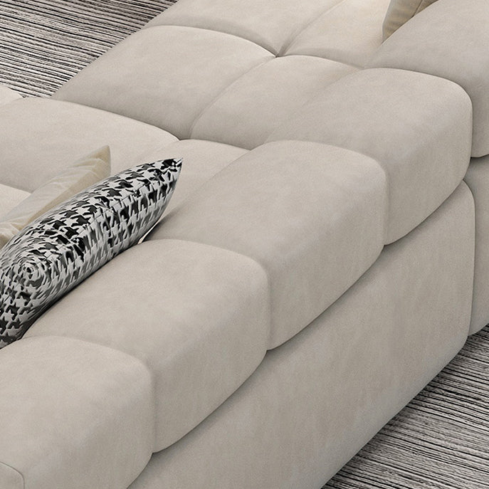 Scandinavian Sectional Sofa with Tigh Back and Square Arm for Living Room