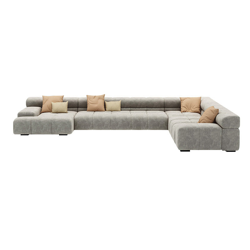 Scandinavian Sectional Sofa with Tigh Back and Square Arm for Living Room