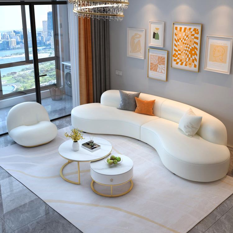 Scandinavian Beige Sectional Sofa with Tight Back Armless Sofa