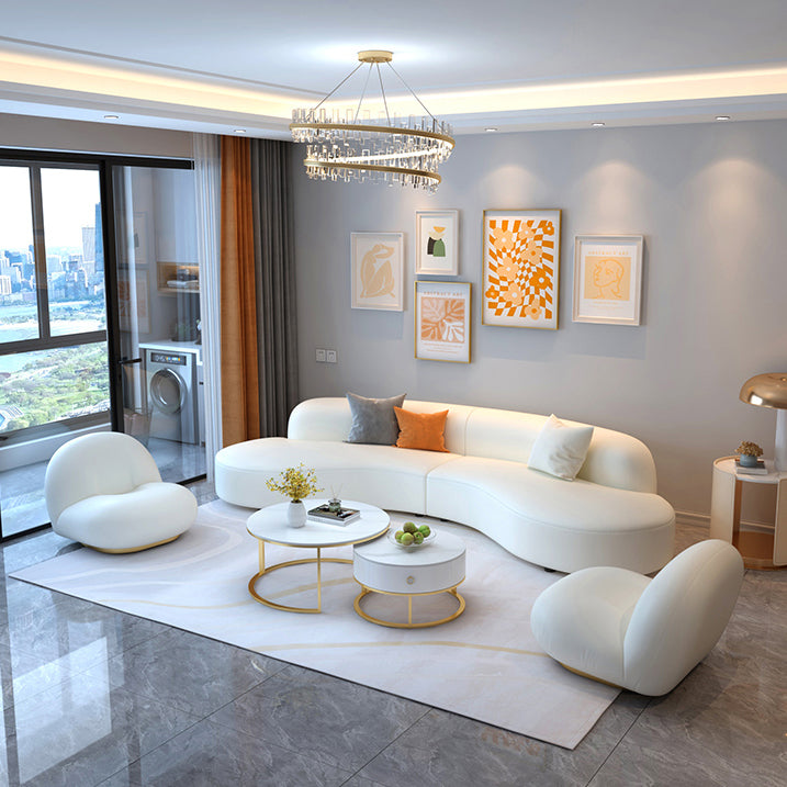 Scandinavian Beige Sectional Sofa with Tight Back Armless Sofa