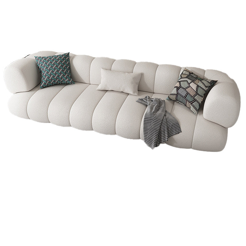 Scandinavian Fabric Sofa Biscuit Back Tuxedo Arm Sofa in White