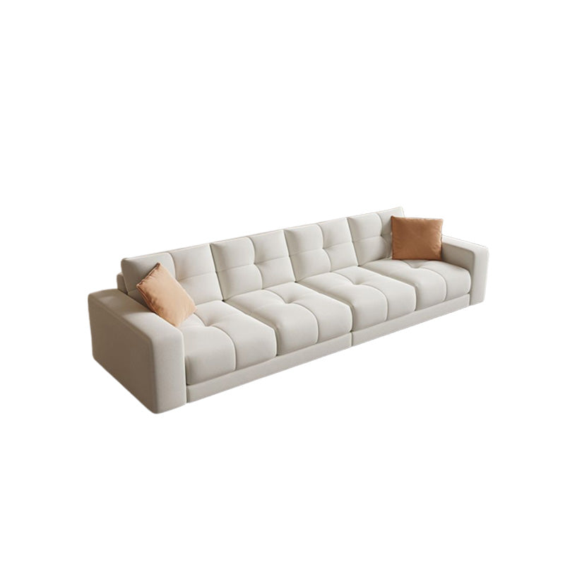 29.52" Tall Square Arm Sofa with Pillows Modern White Tufted Sofa