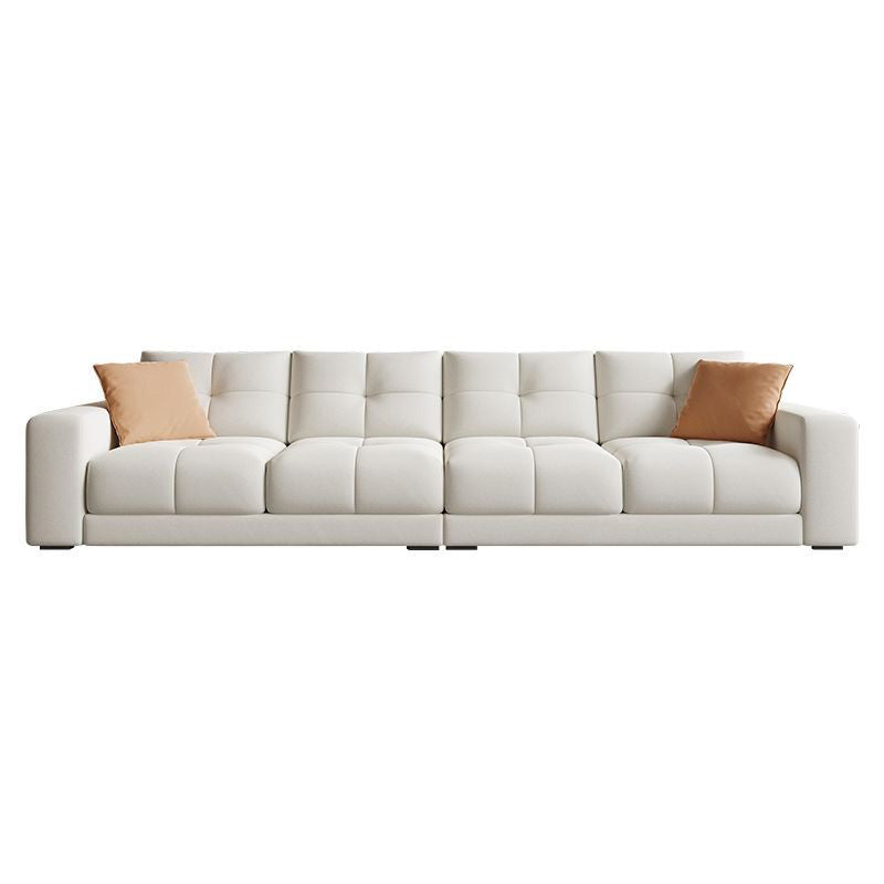 29.52" Tall Square Arm Sofa with Pillows Modern White Tufted Sofa