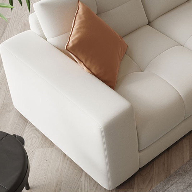 29.52" Tall Square Arm Sofa with Pillows Modern White Tufted Sofa