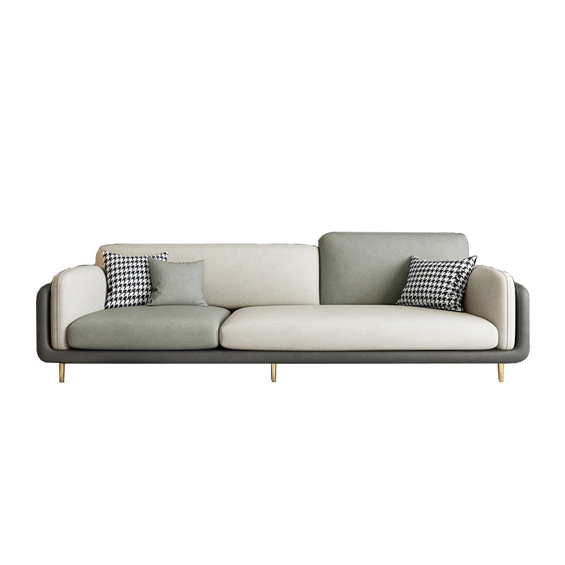 Faux Leather Seating Pillow Top Arm Sofa with Pillows for Living Room