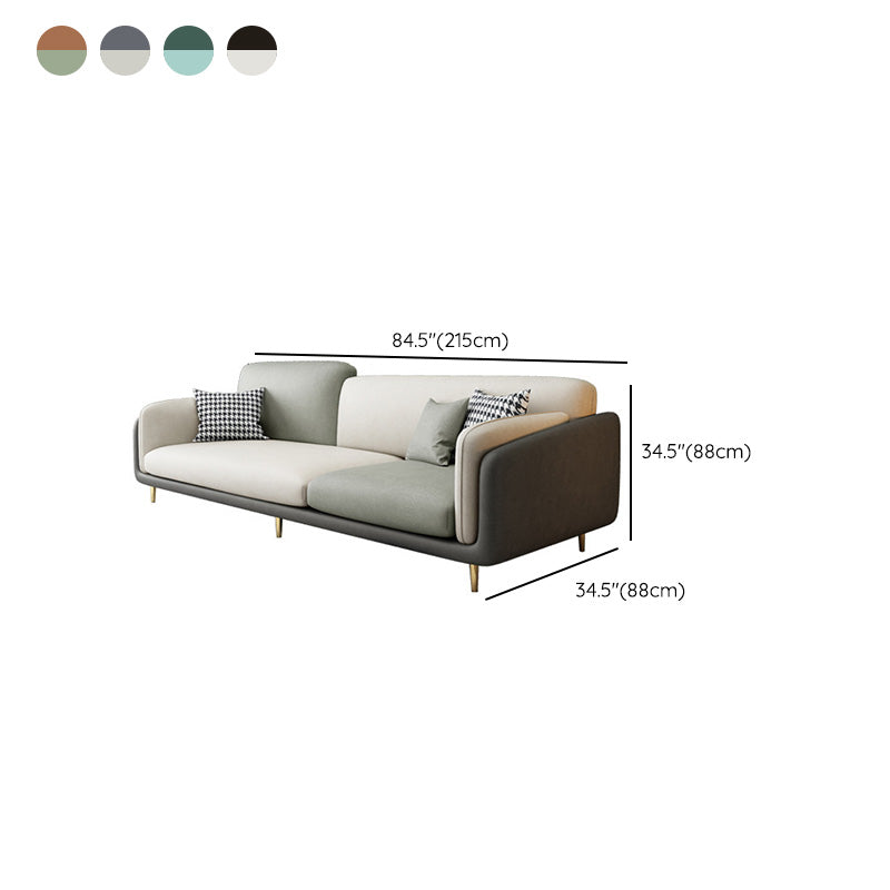 Faux Leather Seating Pillow Top Arm Sofa with Pillows for Living Room