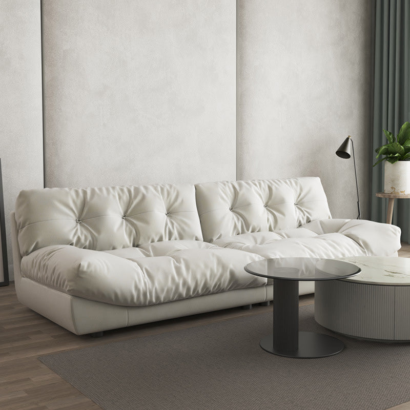 Tufted Split-Back Seating Armless Standard Sofa Leather for Apartment
